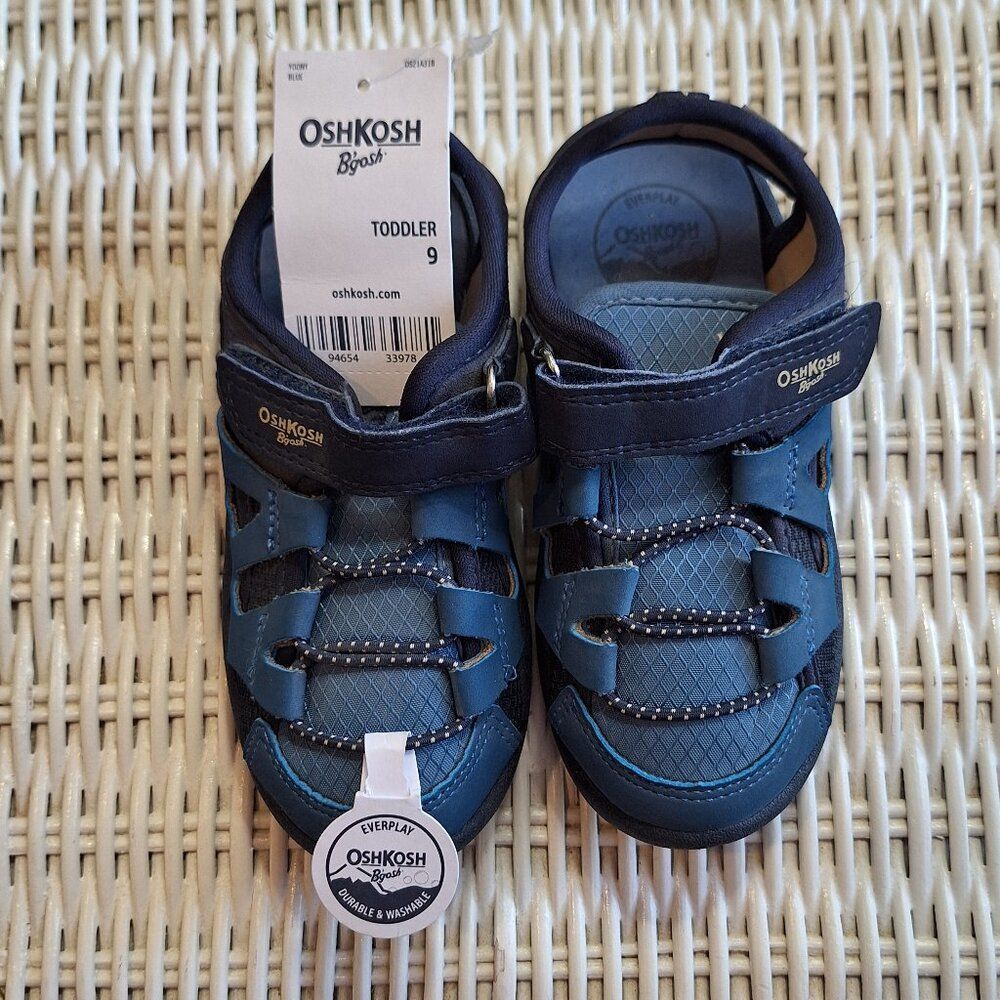 NWT OSHKOSH B'GOSH EVERPLAY SPORT SANDAL YOONY BLUE SZ 9 TODDLER DURABLE WASHBLE
